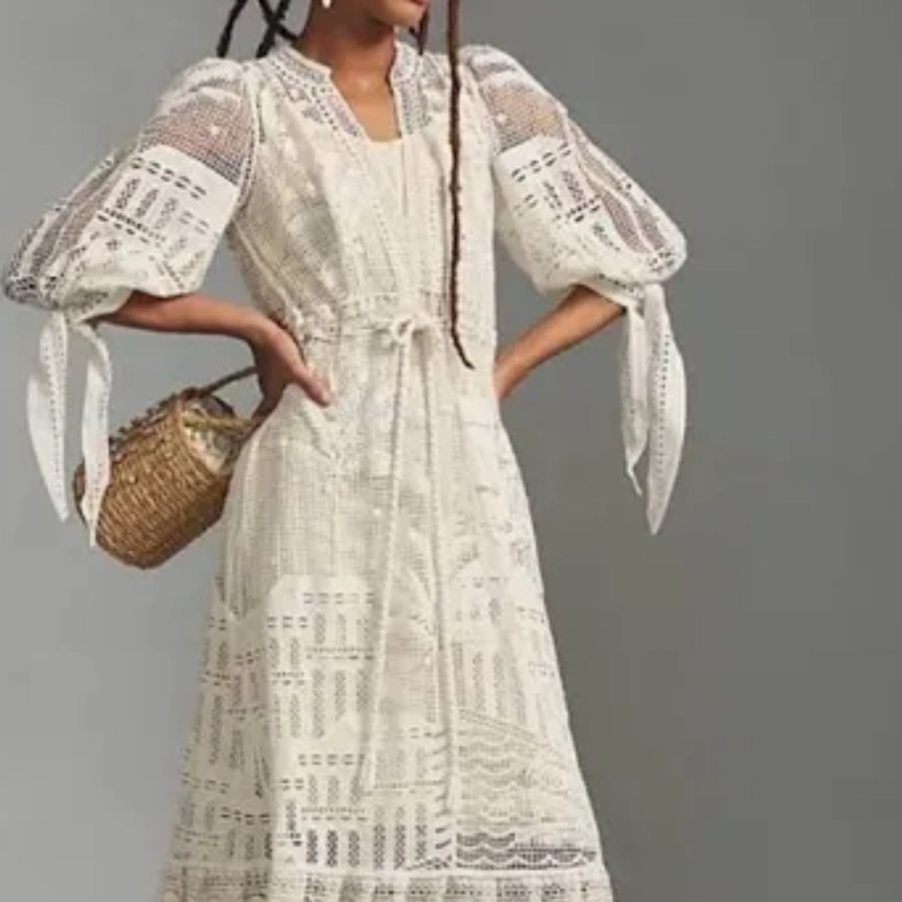 FARM Rio White Morada Boa Guipure Lace Maxi Dress - Picture 4 of 6